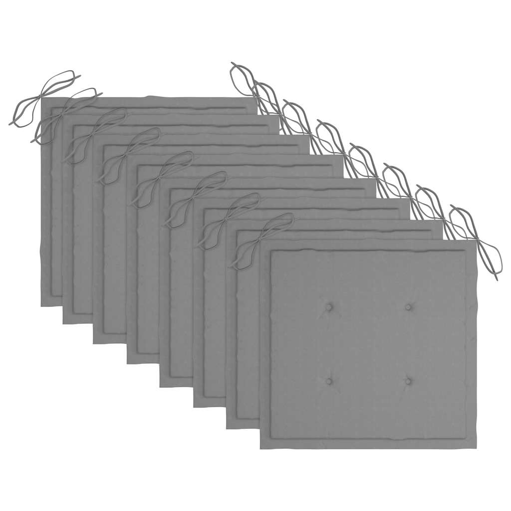 Καρέκλες Κήπου Πτυσσόμενες 8 τεμ. Μασίφ Ξύλο Teak με Μαξιλάρια - PAKOBAZAAR