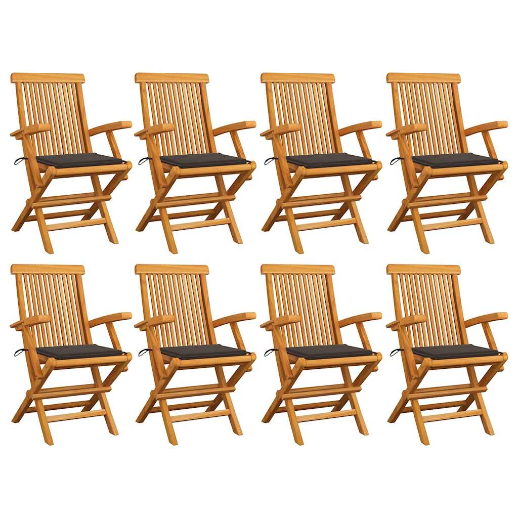 Καρέκλες Κήπου 8 τεμ. από Μασίφ Ξύλο Teak με Taupe Μαξιλάρια - PAKOBAZAAR