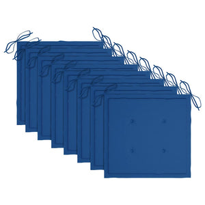 Πτυσσόμενες καρέκλες με μαξιλάρια Royal Blue 8 τεμάχια από μασίφ ξύλο τικ - Pakobazaar
