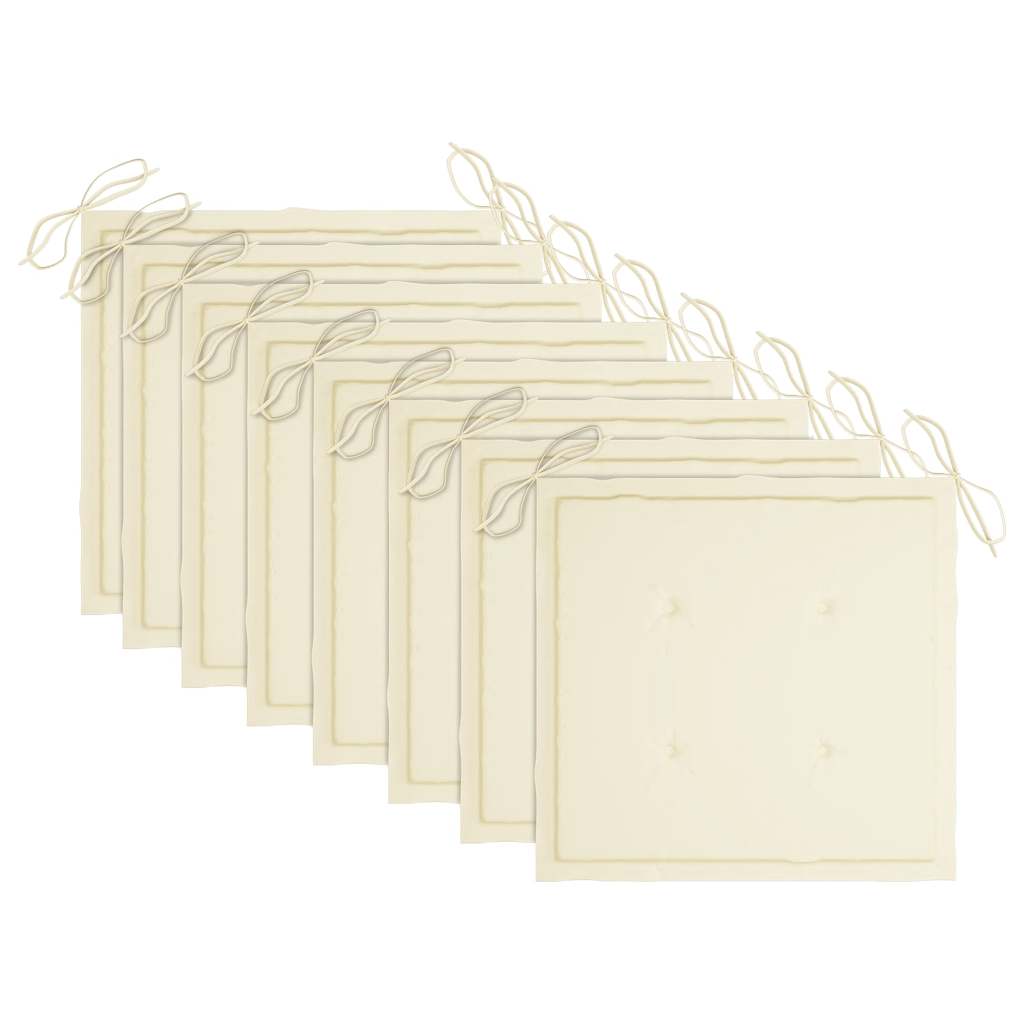 Καρέκλες Κήπου 8 τεμ. από Μασίφ Ξύλο Teak με Κρεμ Μαξιλάρια - PAKOBAZAAR