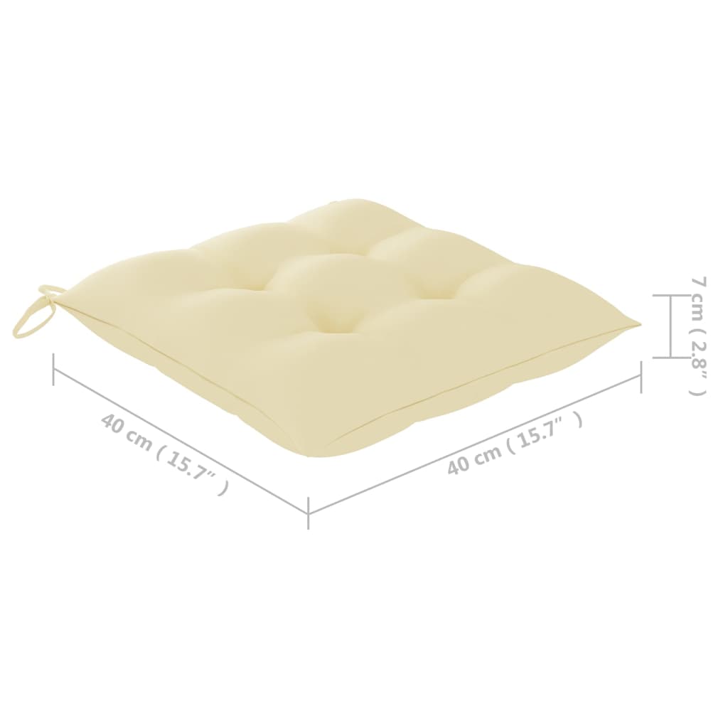 Καρέκλες Κήπου 8 τεμ. Μασίφ Ξύλο Teak με Λευκά Κρεμ Μαξιλάρια - PAKOBAZAAR