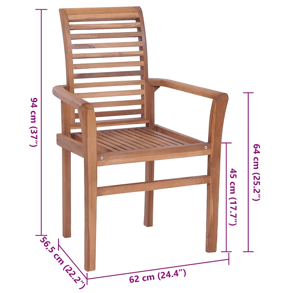 Καρέκλες Τραπεζαρίας 8 τεμ. Μασίφ Ξύλο Teak με Μπεζ Μαξιλάρια - PAKOBAZAAR