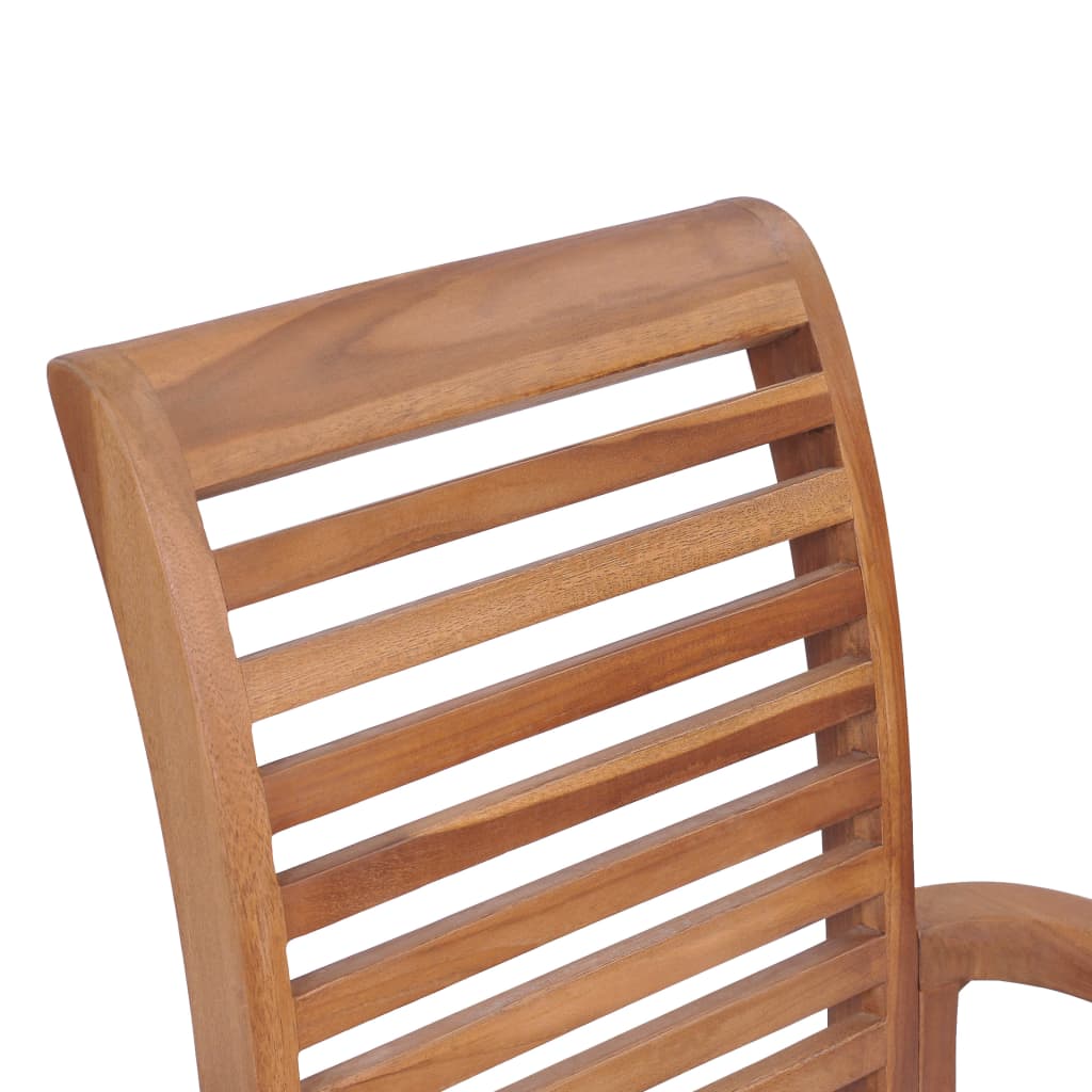 Καρέκλες Τραπεζαρίας 8 τεμ. Μασίφ Ξύλο Teak & Πράσινα Μαξιλάρια - Pakobazaar