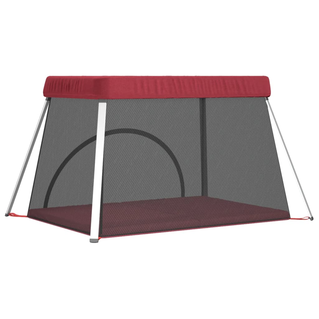 Παρκοκρέβατο Βρεφικό Κόκκινο από Λινό Ύφασμα με Στρώμα - Pakobazaar