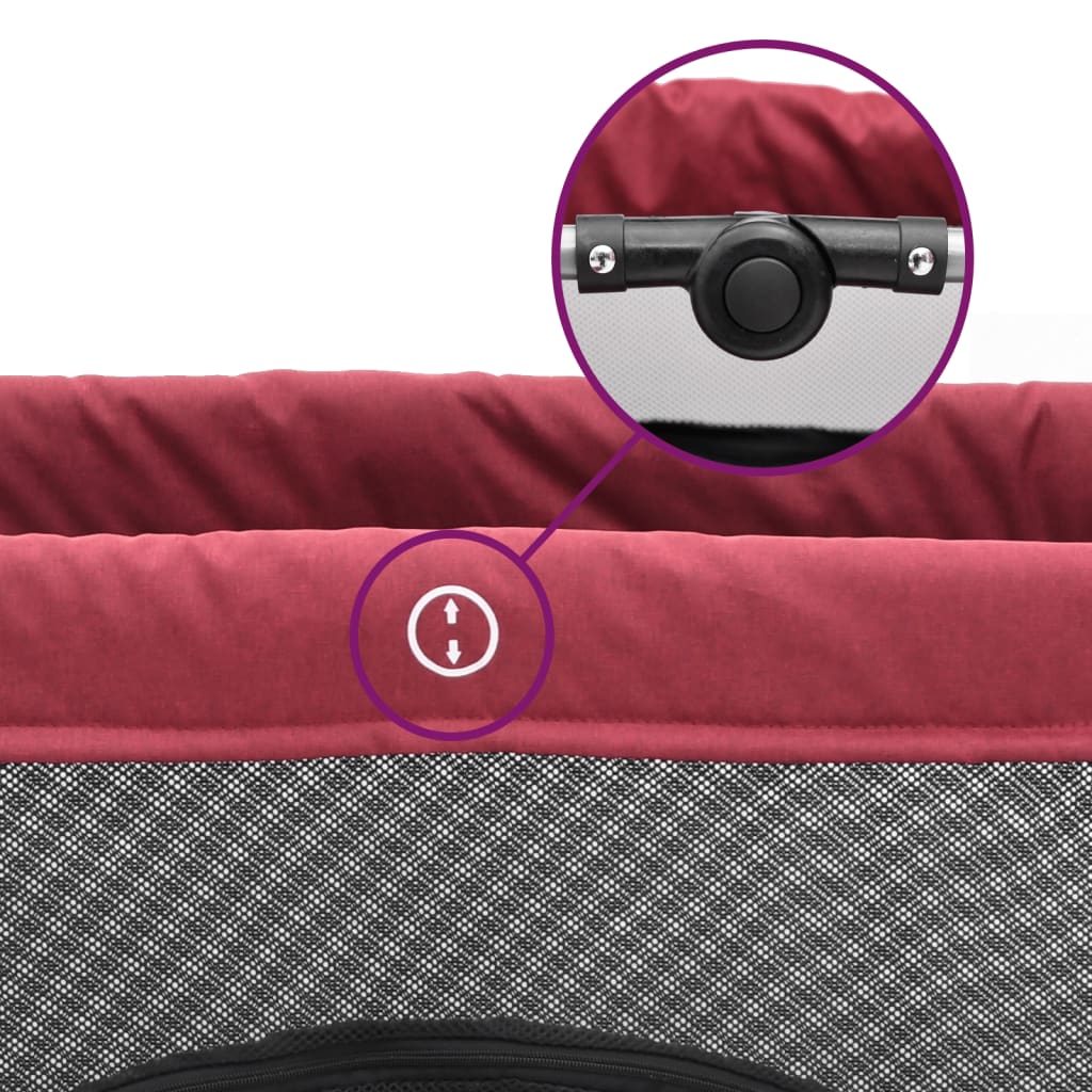 Παρκοκρέβατο Βρεφικό Κόκκινο από Λινό Ύφασμα με Στρώμα - Pakobazaar