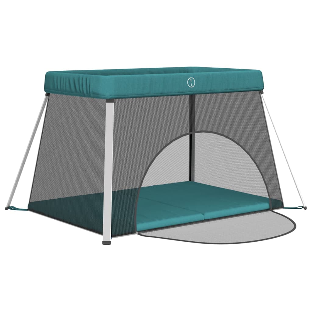 Παρκοκρέβατο Βρεφικό με Στρώμα Πράσινο από Λινό Ύφασμα - Pakobazaar