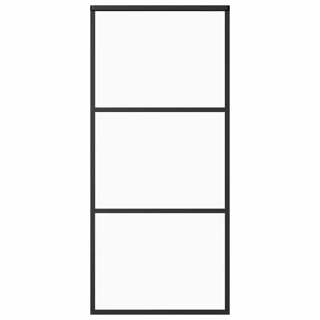 Πόρτα Συρόμενη Μαύρη 90 x 205 εκ. από Γυαλί ESG / Αλουμίνιο - PAKOBAZAAR