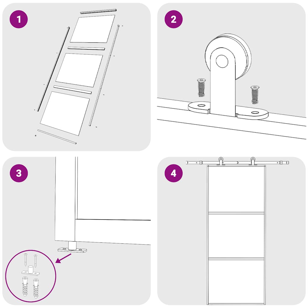 Πόρτα Συρόμενη Μαύρη 90 x 205 εκ. από Γυαλί ESG / Αλουμίνιο - PAKOBAZAAR