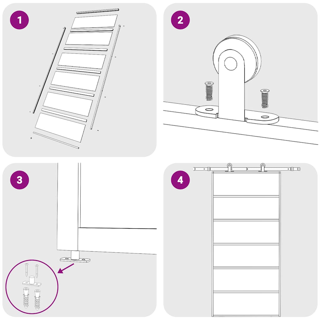 Πόρτα Συρόμενη Μαύρη 102 x 205 εκ. από Γυαλί ESG / Αλουμίνιο - PAKOBAZAAR
