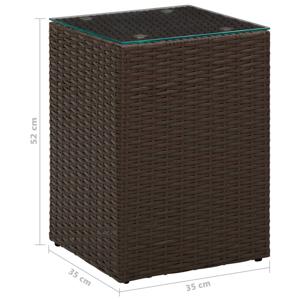 Τραπεζάκι Καφέ 35x35x52 εκ. Συνθετ. Ρατάν με Γυάλινη Επιφάνεια