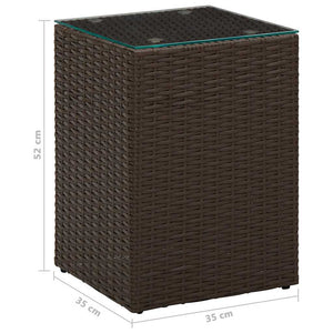 Τραπεζάκι Καφέ 35x35x52 εκ. Συνθετ. Ρατάν με Γυάλινη Επιφάνεια - Pakobazaar