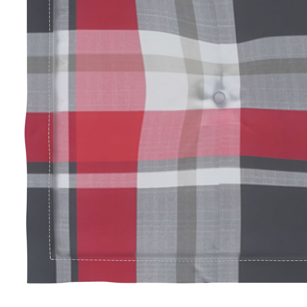 Καρέκλες Κήπου 6 τεμ. Μασίφ Ξύλο Teak με Κόκκινα Καρό Μαξιλάρια - Pakobazaar