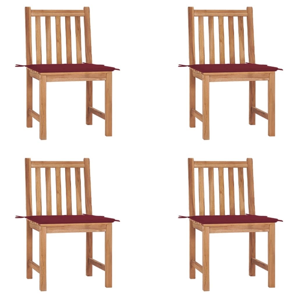 Καρέκλες Κήπου 4 Τεμαχίων από Μασίφ Ξύλο Teak με Μαξιλάρια - PAKOBAZAAR