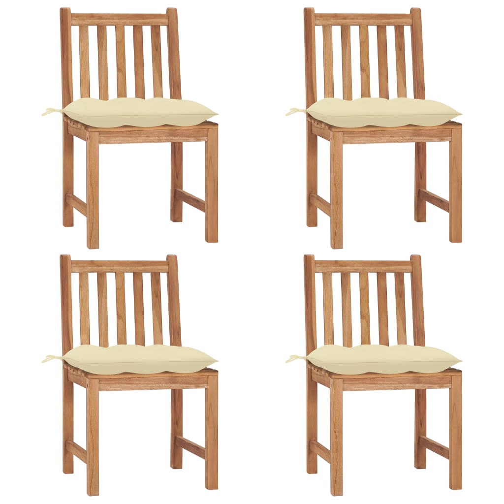 Καρέκλες Κήπου 4 τεμ. από Μασίφ Ξύλο Teak με Μαξιλάρια - PAKOBAZAAR
