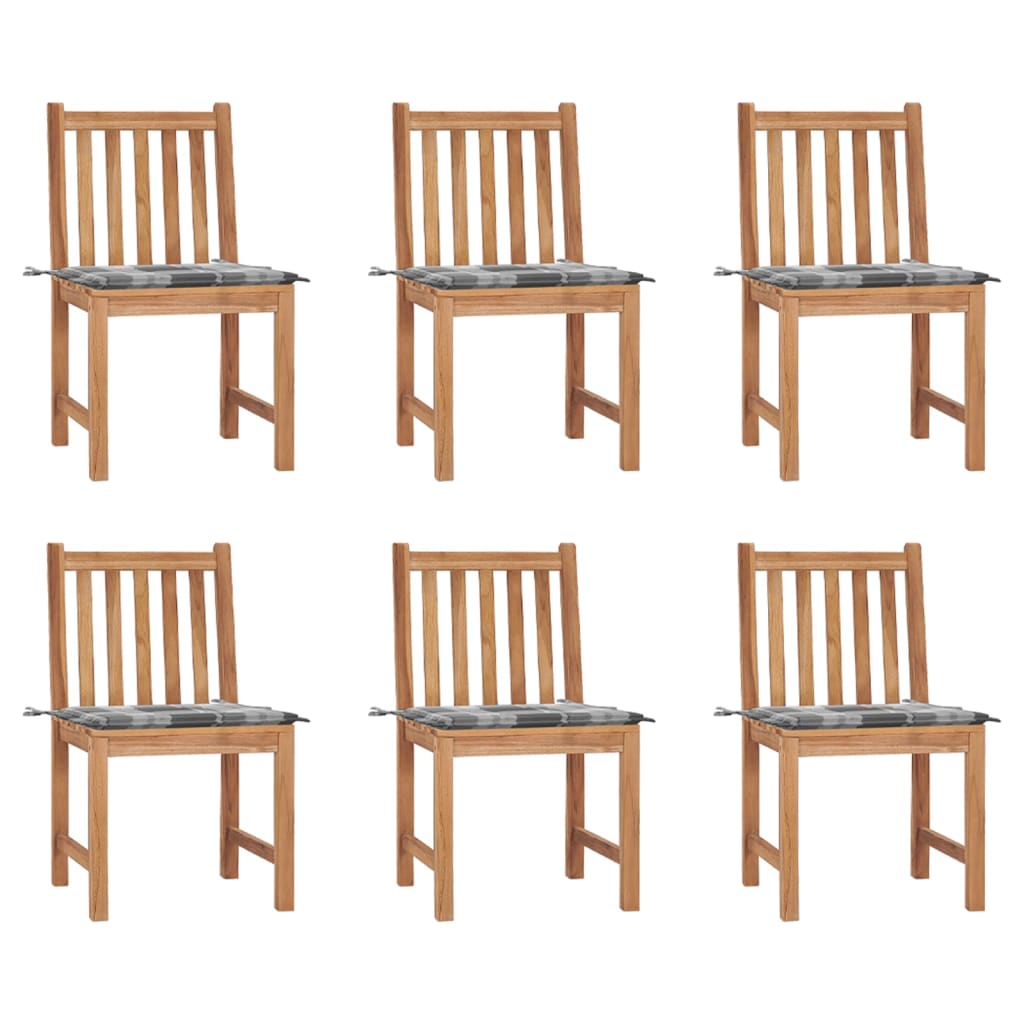 Καρέκλες Κήπου 6 τεμ. από Μασίφ Ξύλο Teak με Μαξιλάρια - PAKOBAZAAR