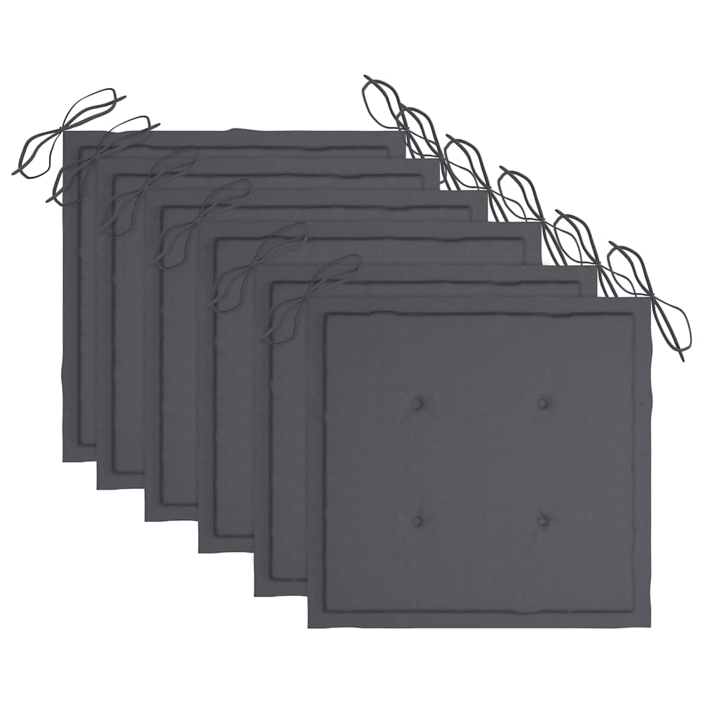 Καρέκλες Κήπου Στοιβαζόμενες 6 τεμ. Μασίφ Ξύλο Teak & Μαξιλάρια - PAKOBAZAAR