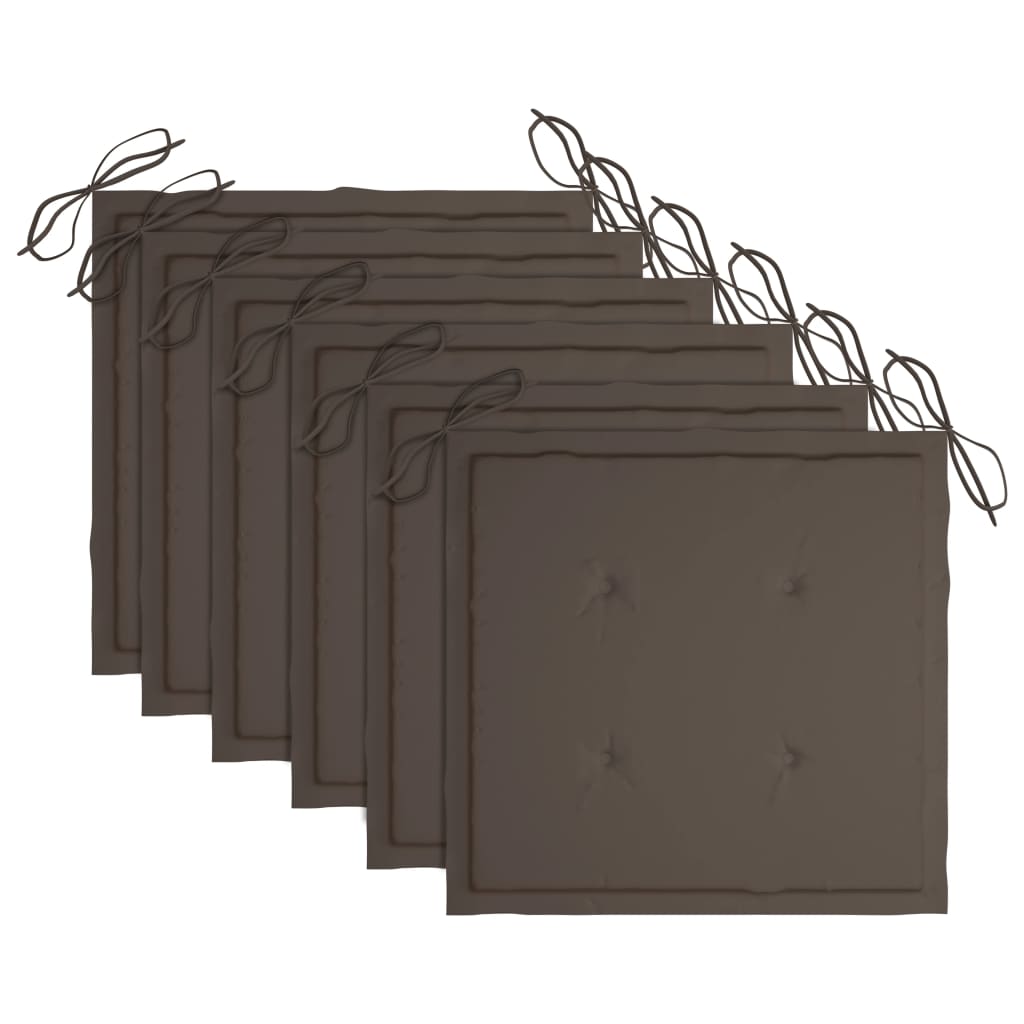 Καρέκλες Κήπου Στοιβαζόμενες 6 τεμ. Μασίφ Ξύλο Teak & Μαξιλάρια - PAKOBAZAAR