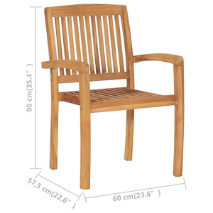 Καρέκλες Κήπου Στοιβαζόμενες 8 τεμ. Μασίφ Ξύλο Teak & Μαξιλάρια - PAKOBAZAAR
