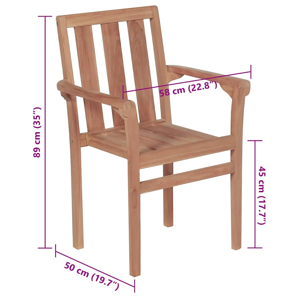 Καρέκλες Κήπου Στοιβαζόμενες 6 τεμ. Μασίφ Ξύλο Teak & Μαξιλάρια - PAKOBAZAAR