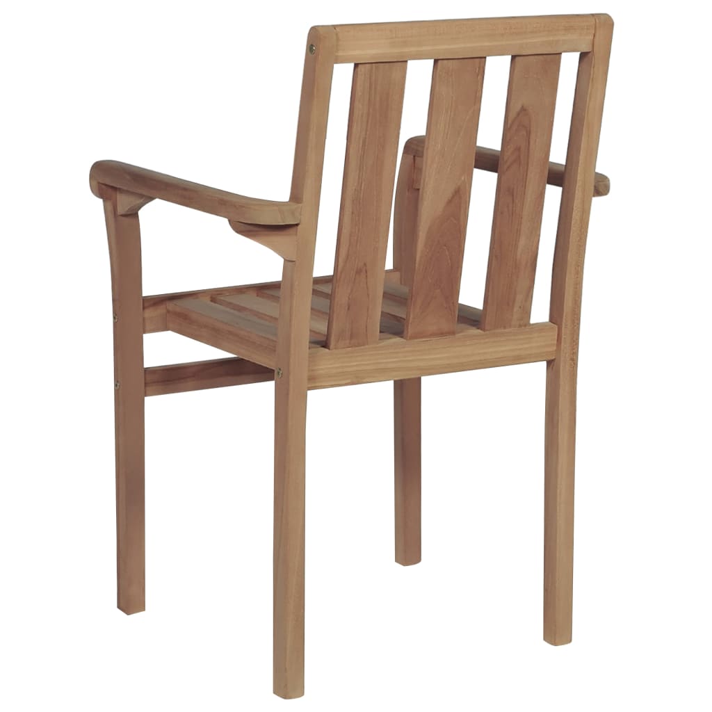 Καρέκλες Κήπου Στοιβαζόμενες 6 τεμ. Μασίφ Ξύλο Teak & Μαξιλάρια