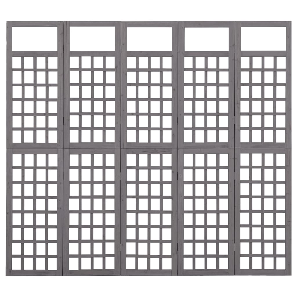 Διαχωριστικό Δωμ./Καφασωτό 5 Πάνελ Γκρι 201,5x180εκ Ξύλο Ελάτης