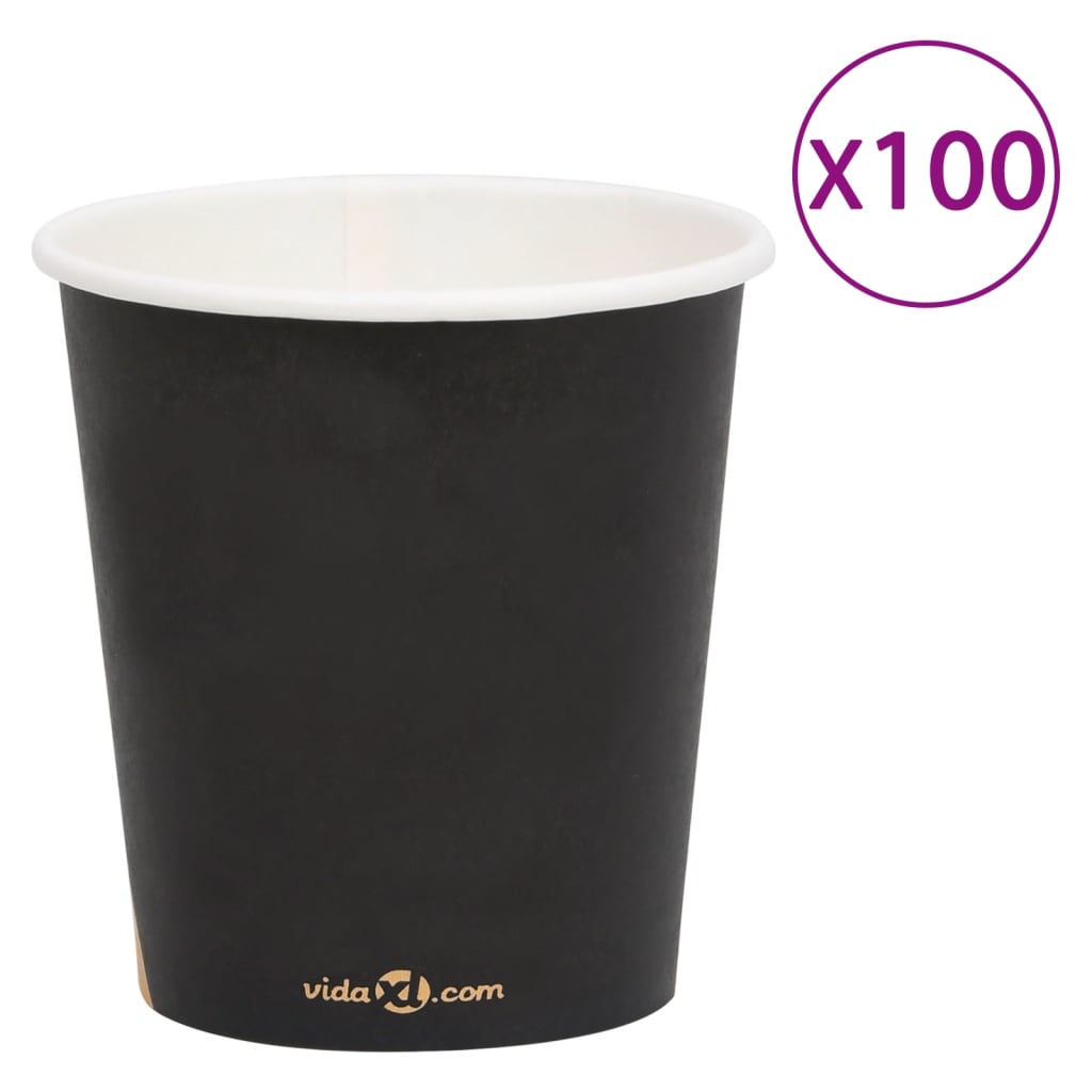 Ποτήρια Καφέ Χάρτινα 200 ml 100 Τεμάχια Μαύρα