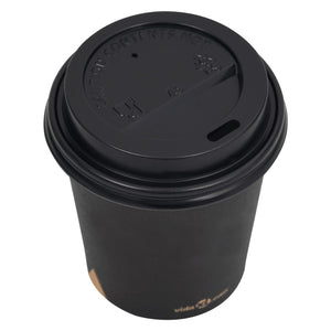 Ποτήρια Καφέ Χάρτινα με Καπάκια 200 ml 250 Τεμάχια Μαύρα - Pakobazaar
