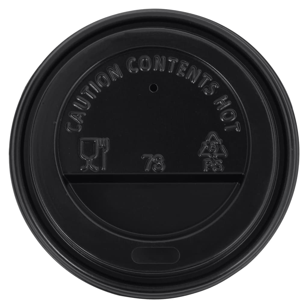 Ποτήρια Καφέ Χάρτινα με Καπάκια 200 ml 250 Τεμάχια Μαύρα - Pakobazaar