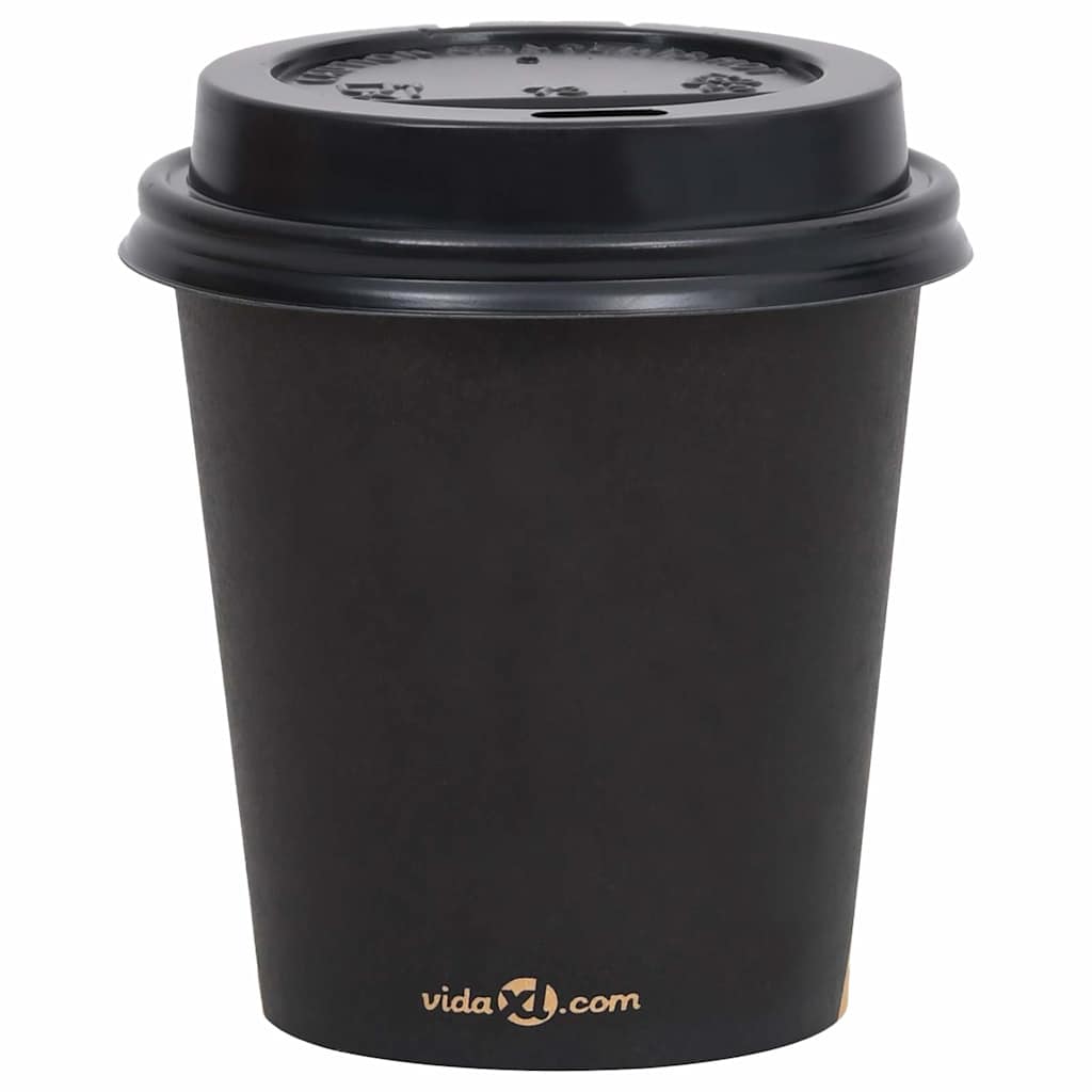 Ποτήρια Καφέ Χάρτινα με Καπάκια 500 ml 100 Τεμάχια Μαύρα