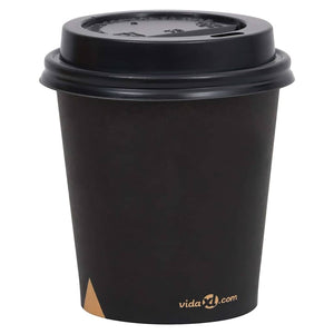 Ποτήρια Καφέ Χάρτινα με Καπάκια 500 ml 100 Τεμάχια Μαύρα