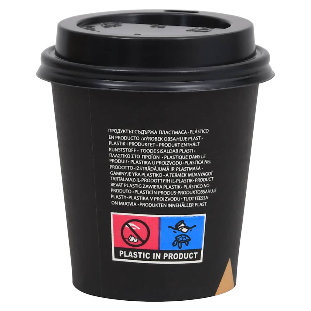 Ποτήρια Καφέ Χάρτινα με Καπάκια 500 ml 100 Τεμάχια Μαύρα