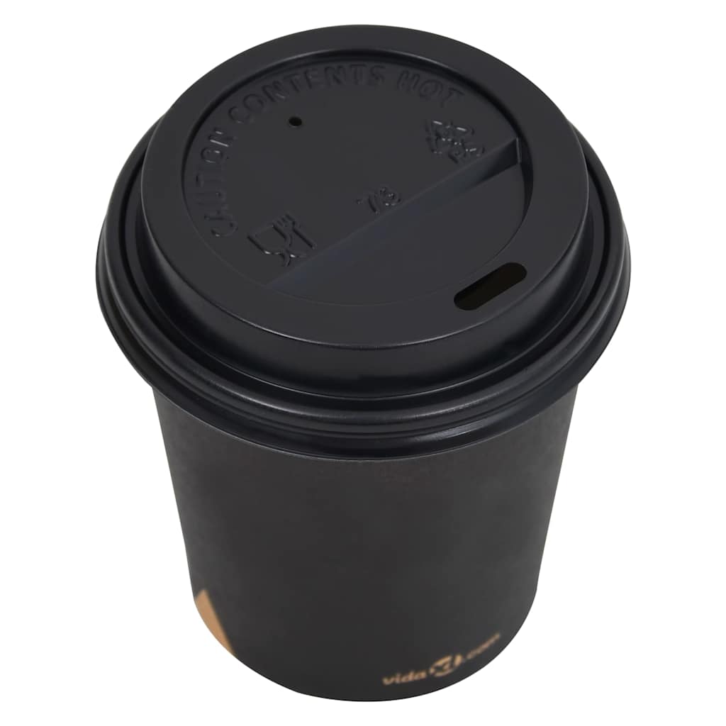 Ποτήρια Καφέ Χάρτινα με Καπάκια 500 ml 100 Τεμάχια Μαύρα