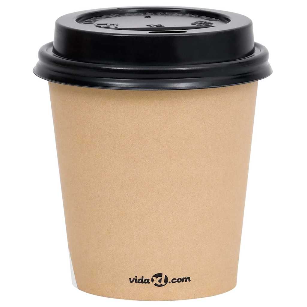 Ποτήρια Καφέ Χάρτινα με Καπάκια 200 ml 500 Τεμάχια Καφέ