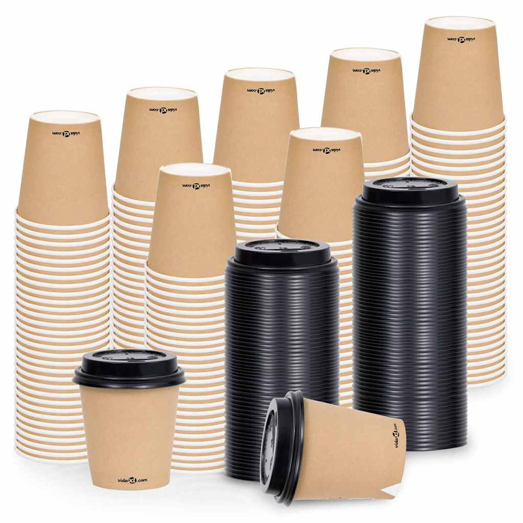 Ποτήρια Καφέ Χάρτινα με Καπάκια 200 ml 500 Τεμάχια Καφέ