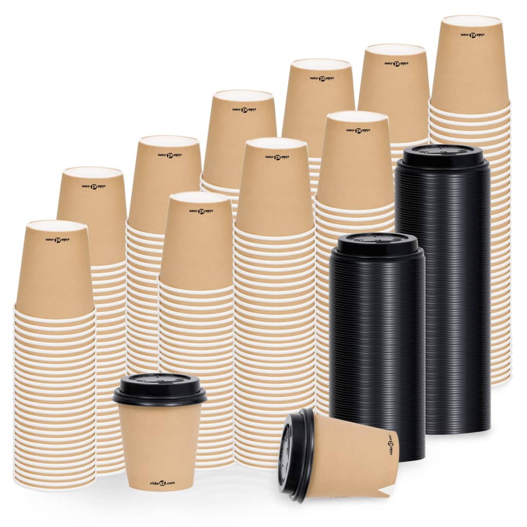 Ποτήρια Καφέ Χάρτινα με Καπάκια 200 ml 1000 Τεμάχια Καφέ