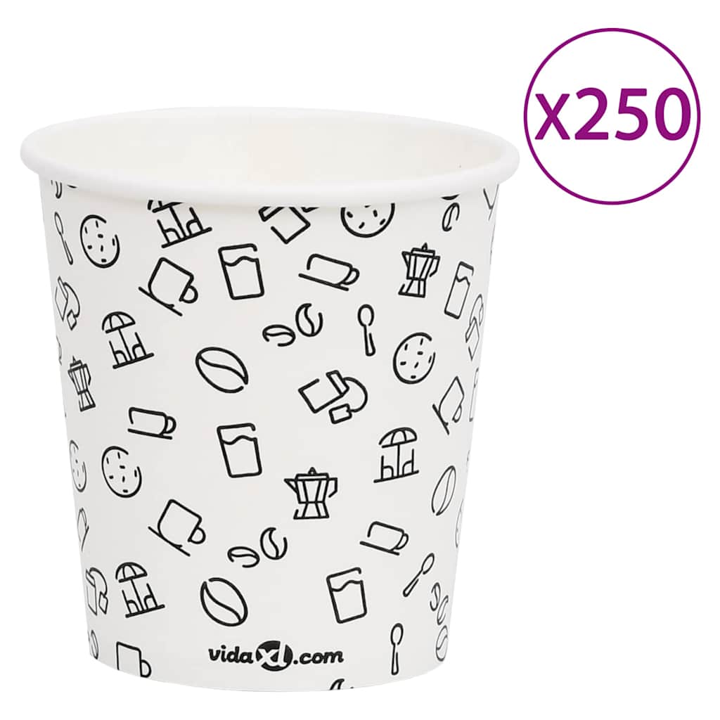 Ποτήρια Καφέ Χάρτινα 200 ml 250 Τεμάχια Λευκά & Μαύρα