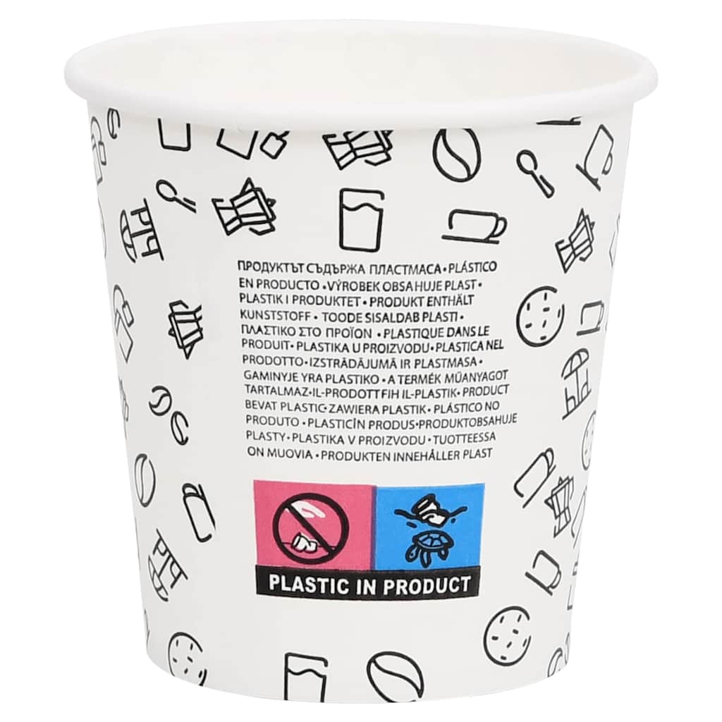 Ποτήρια Καφέ Χάρτινα 200 ml 250 Τεμάχια Λευκά & Μαύρα
