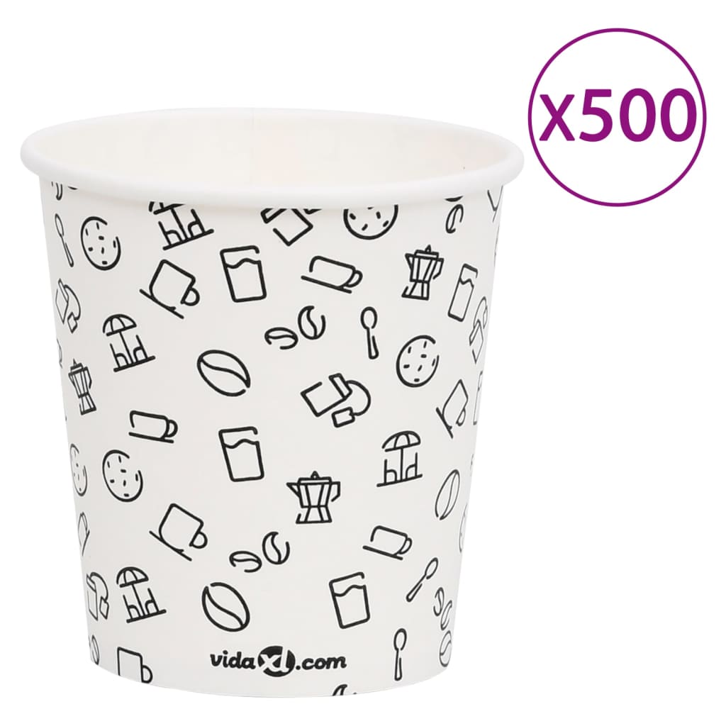 Ποτήρια Καφέ Χάρτινα 200 ml 500 Τεμάχια Λευκά & Μαύρα