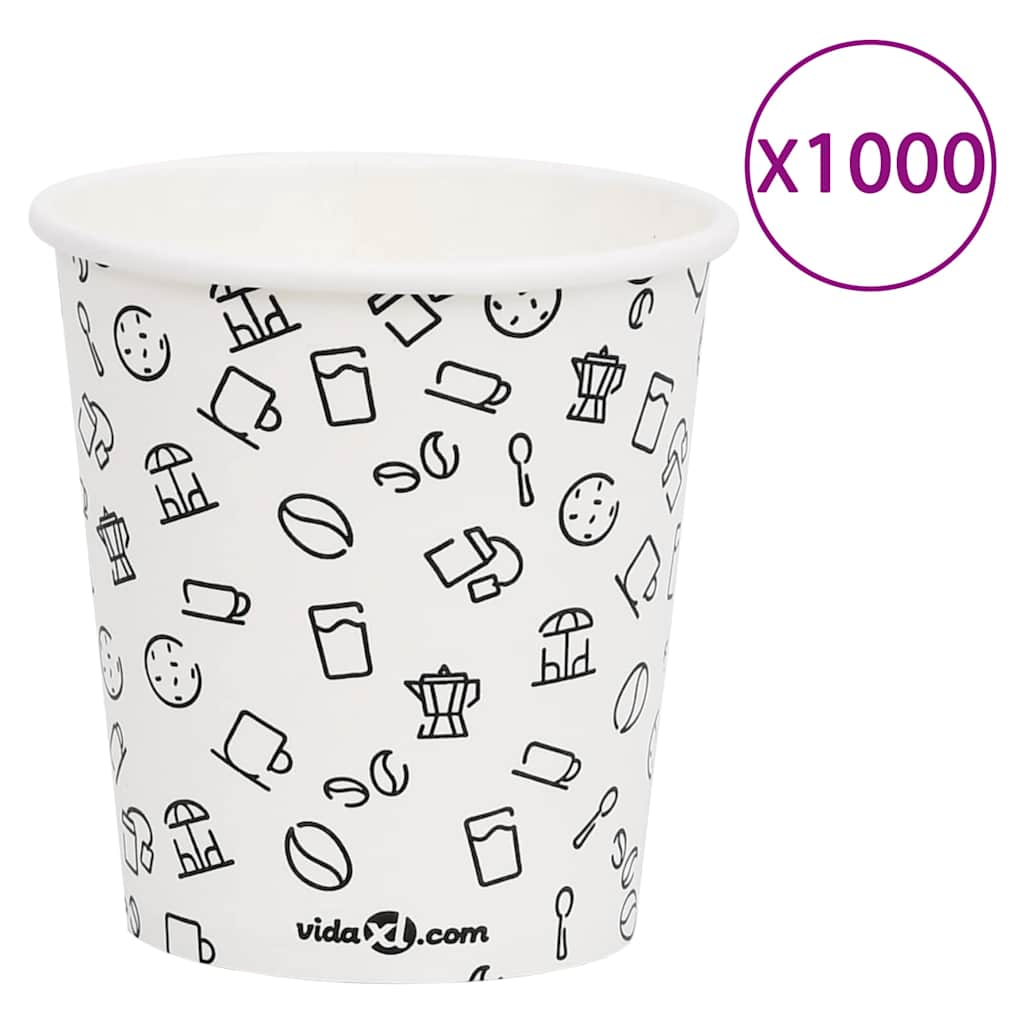Ποτήρια Καφέ Χάρτινα 200 ml 1000 Τεμάχια Λευκά & Μαύρα - Pakobazaar