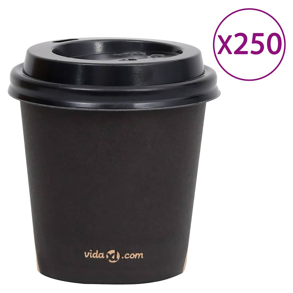 Ποτήρια Καφέ Χάρτινα με Καπάκια 120 ml 250 Τεμάχια Μαύρα
