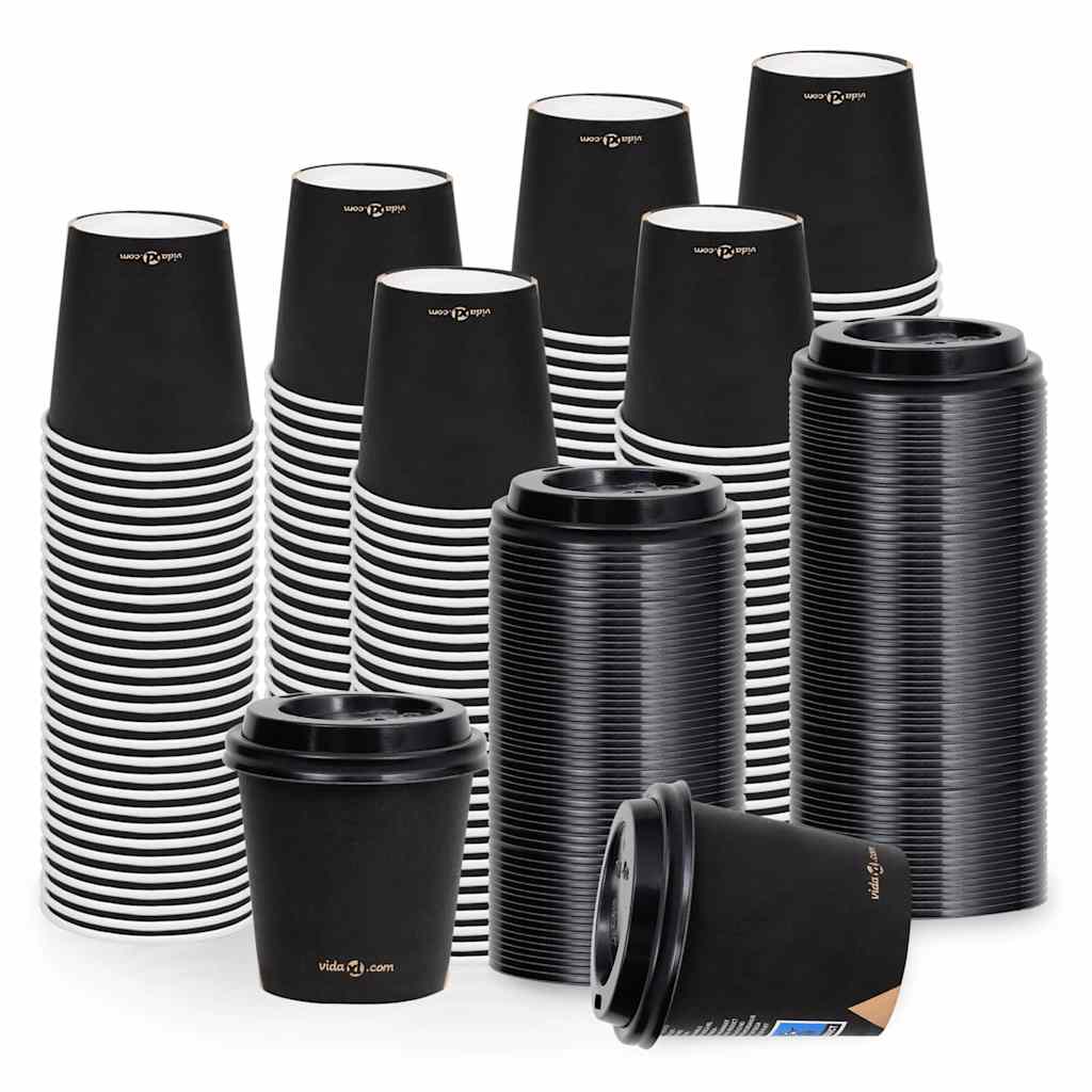 Ποτήρια Καφέ Χάρτινα με Καπάκια 120 ml 250 Τεμάχια Μαύρα