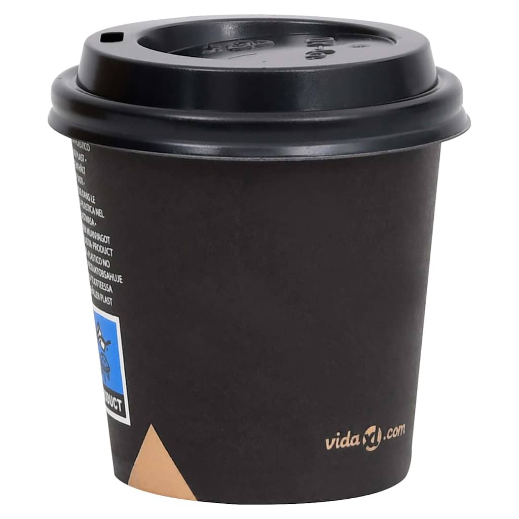 Ποτήρια Καφέ Χάρτινα με Καπάκια 120 ml 250 Τεμάχια Μαύρα