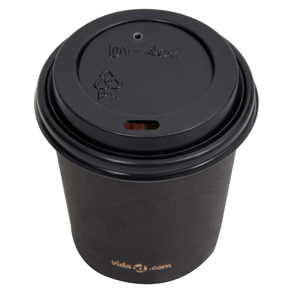 Ποτήρια Καφέ Χάρτινα με Καπάκια 120 ml 250 Τεμάχια Μαύρα