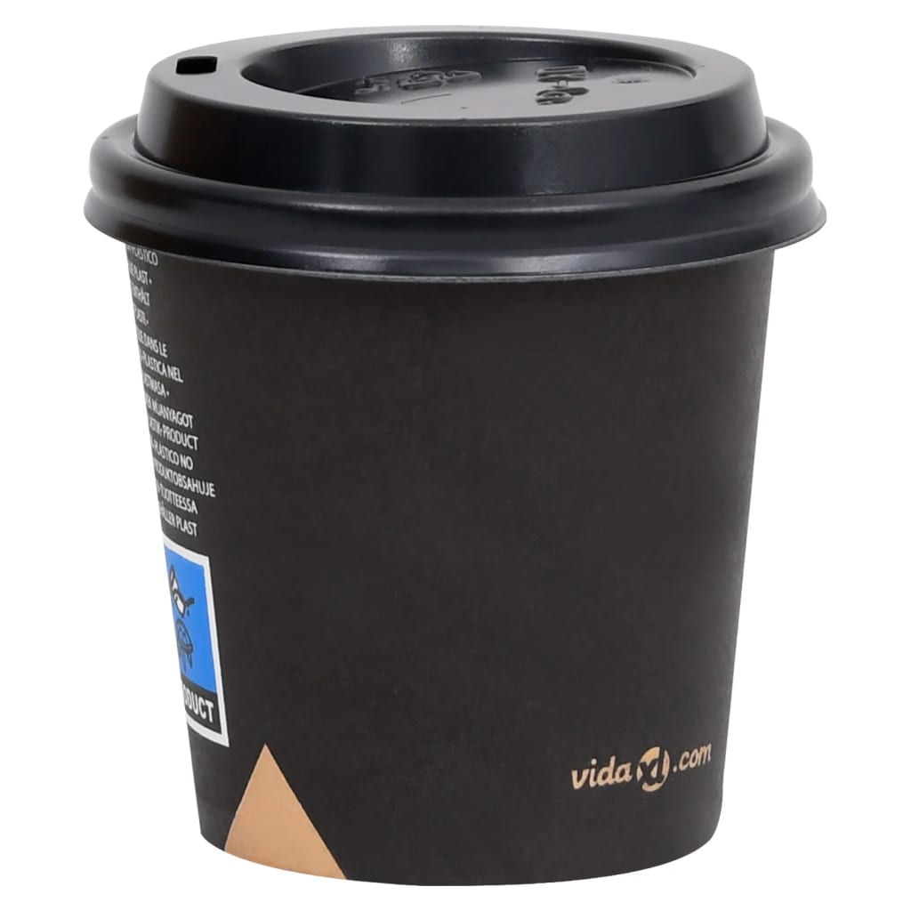 Ποτήρια Καφέ Χάρτινα με Καπάκια 120 ml 500 Τεμάχια Μαύρα