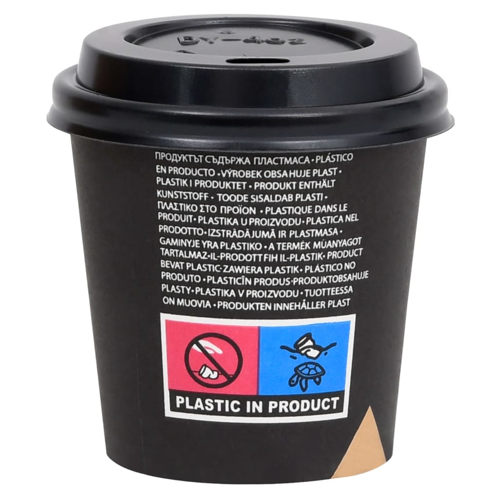 Ποτήρια Καφέ Χάρτινα με Καπάκια 120 ml 500 Τεμάχια Μαύρα