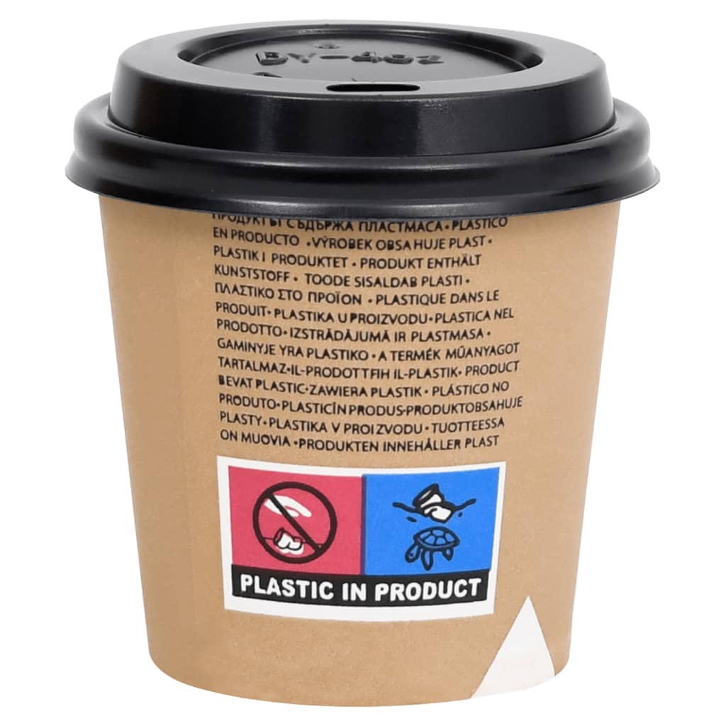 Ποτήρια Καφέ Χάρτινα με Καπάκια 120 ml 100 Τεμάχια Καφέ - Pakobazaar