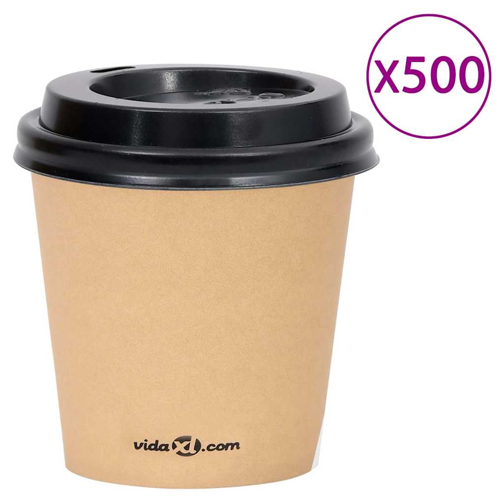 Ποτήρια Καφέ Χάρτινα με Καπάκια 120 ml 500 Τεμάχια Καφέ - Pakobazaar