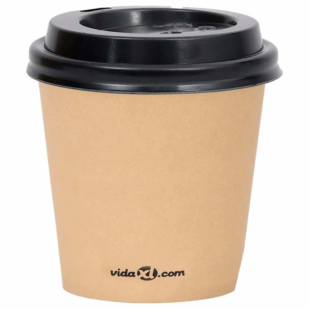 Ποτήρια Καφέ Χάρτινα με Καπάκια 120 ml 500 Τεμάχια Καφέ - Pakobazaar