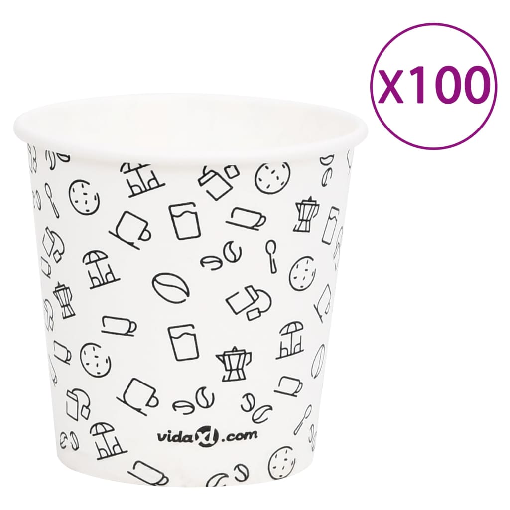 Ποτήρια Καφέ Χάρτινα 120 ml 100 Τεμάχια Λευκά & Μαύρα