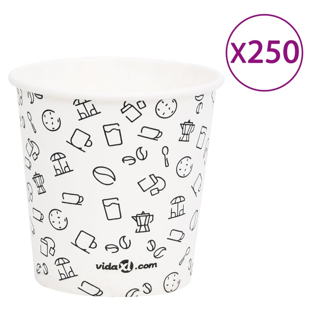 Ποτήρια Καφέ Χάρτινα 120 ml 250 Τεμάχια Λευκά & Μαύρα
